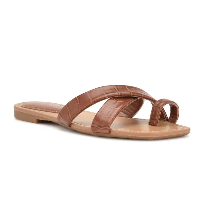 Dotty Flat Slide Sandals Rich Coffee Embossed Croco Women Nine West Sandals Dotty Flat Slide Sandals Rich Coffee Embossed Croco Women Nine West Sandals
