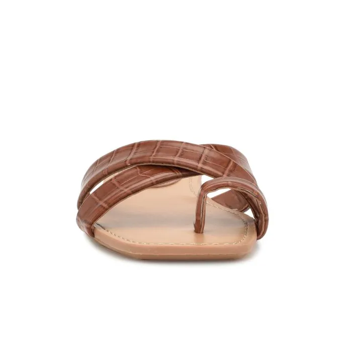Dotty Flat Slide Sandals Rich Coffee Embossed Croco Women Nine West Sandals Dotty Flat Slide Sandals Rich Coffee Embossed Croco Women Nine West Sandals