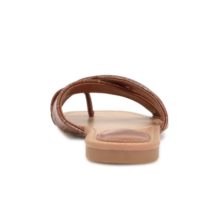 Dotty Flat Slide Sandals Rich Coffee Embossed Croco Women Nine West Sandals Dotty Flat Slide Sandals Rich Coffee Embossed Croco Women Nine West Sandals
