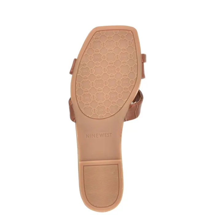 Dotty Flat Slide Sandals Rich Coffee Embossed Croco Women Nine West Sandals Dotty Flat Slide Sandals Rich Coffee Embossed Croco Women Nine West Sandals