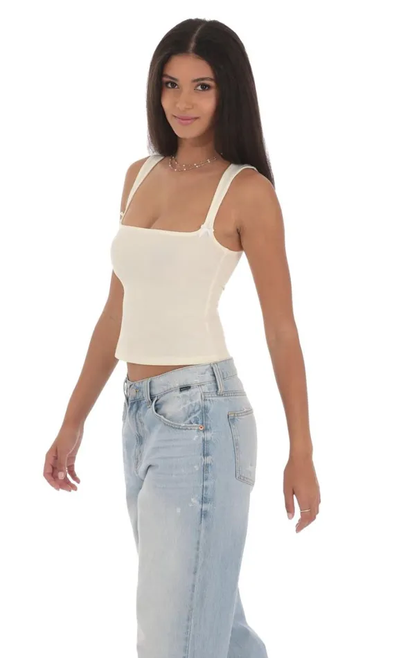 Double Bow Top Cream Women LUCY IN THE SKY Tops