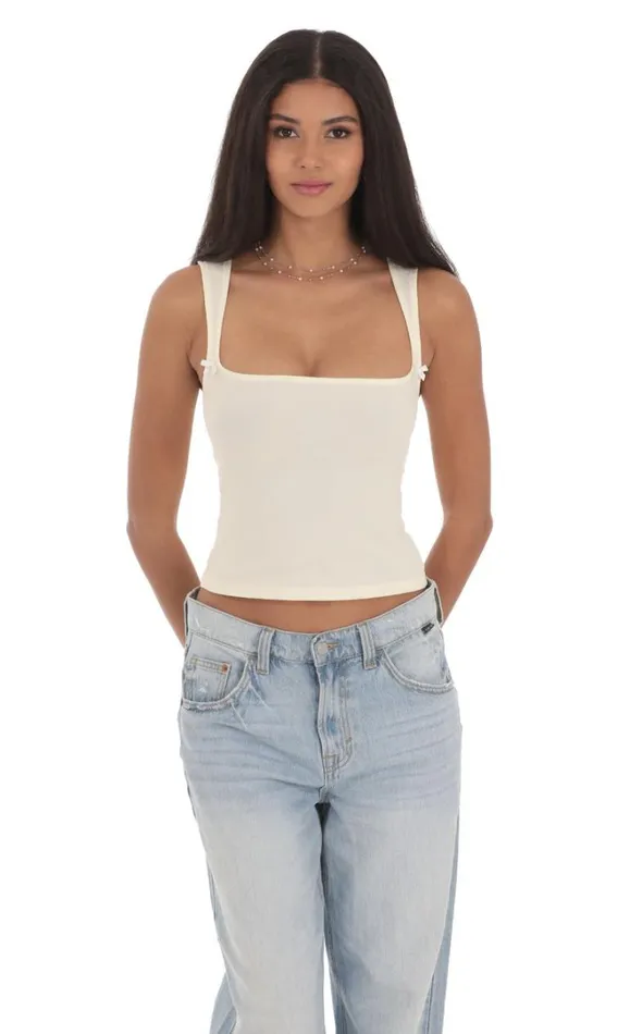 Double Bow Top Cream Women LUCY IN THE SKY Tops Double Bow Top Cream Women LUCY IN THE SKY Tops