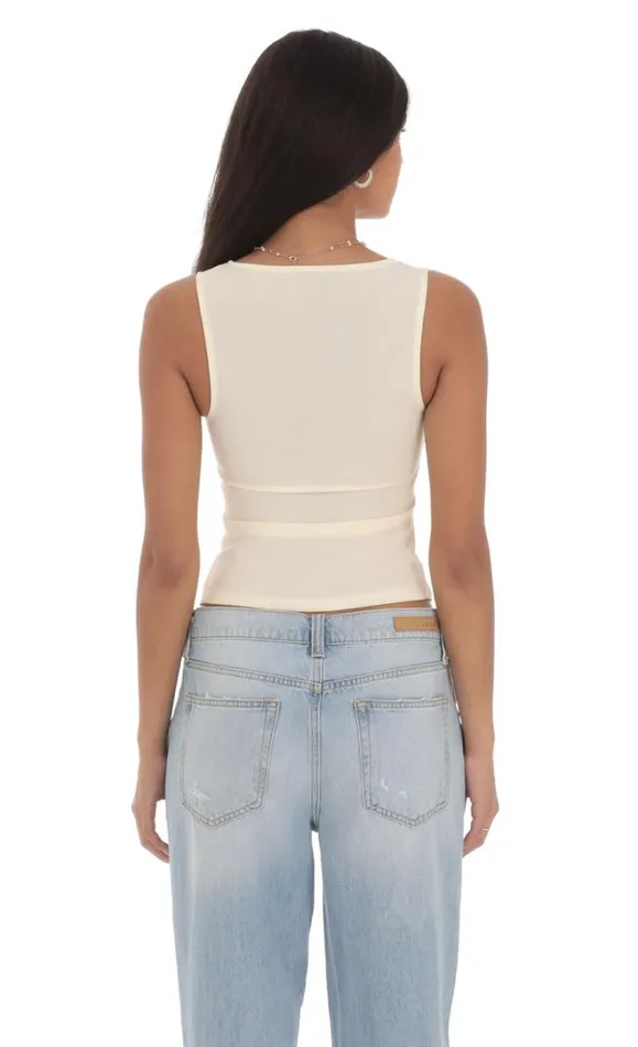 Double Bow Top Cream Women LUCY IN THE SKY Tops Double Bow Top Cream Women LUCY IN THE SKY Tops
