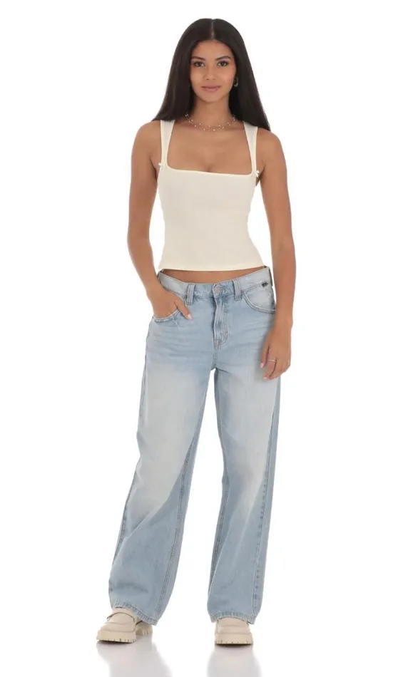 Double Bow Top Cream Women LUCY IN THE SKY Tops Double Bow Top Cream Women LUCY IN THE SKY Tops