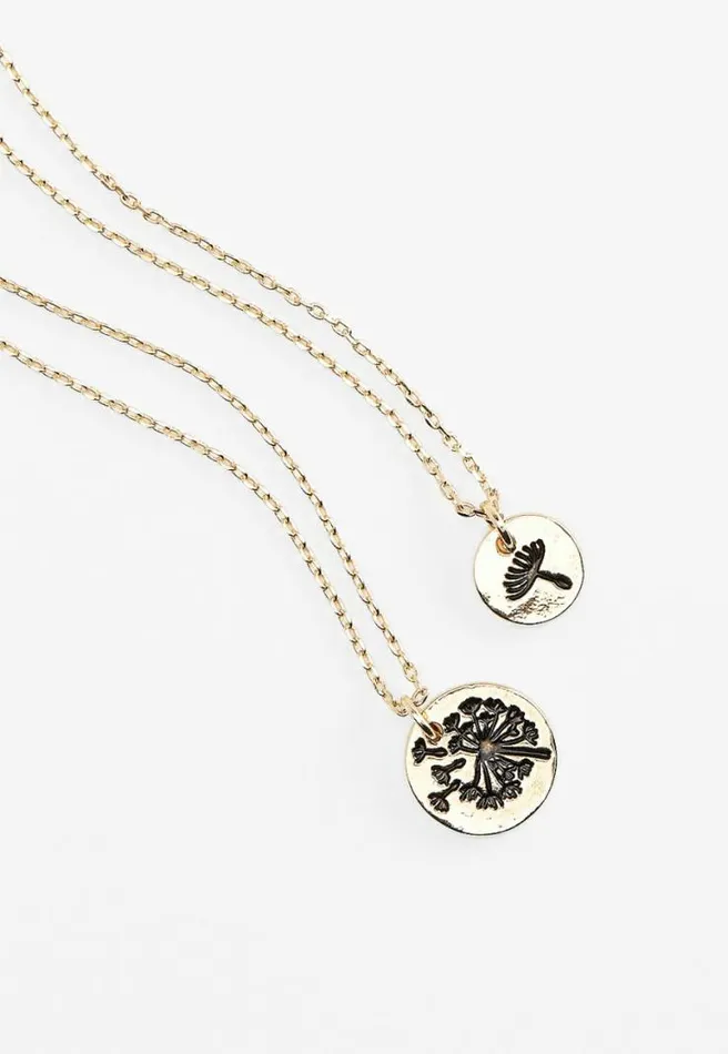 Double Dandelion Pendant Necklace Women Maurices Jewelry