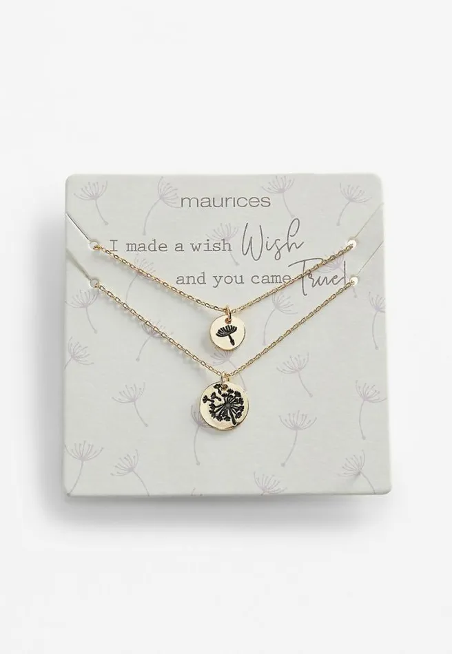 Double Dandelion Pendant Necklace Women Maurices Jewelry