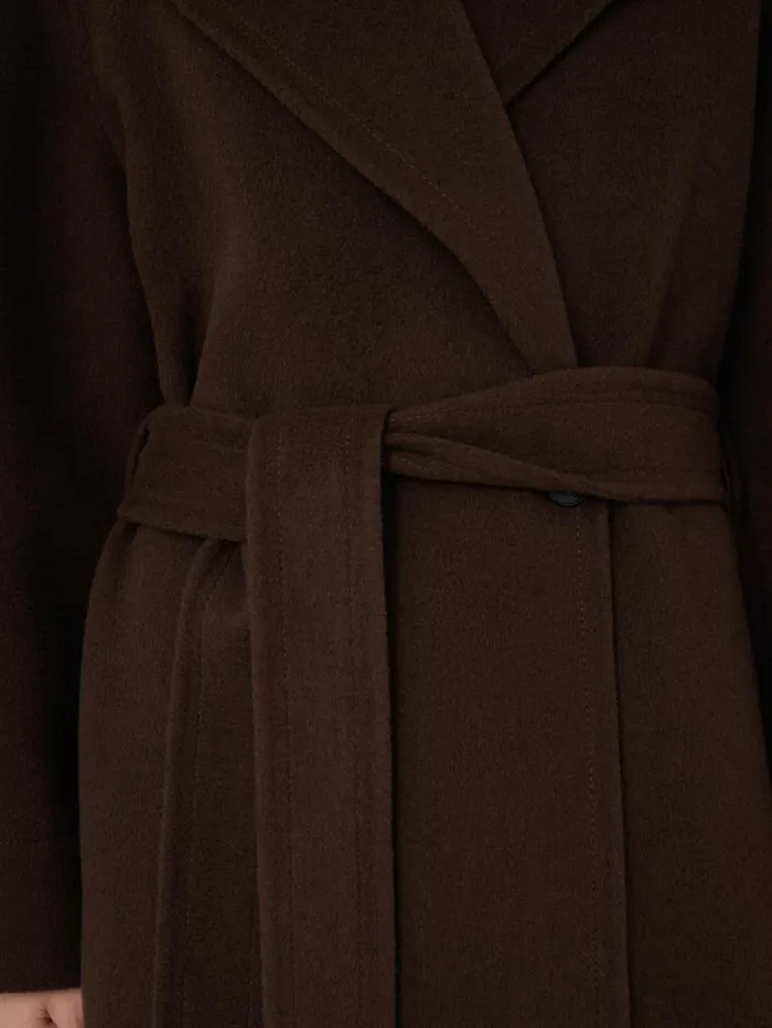 Double Faced Cocoon Wrap Coat Chocolate Women Jigsaw Coats and Jackets