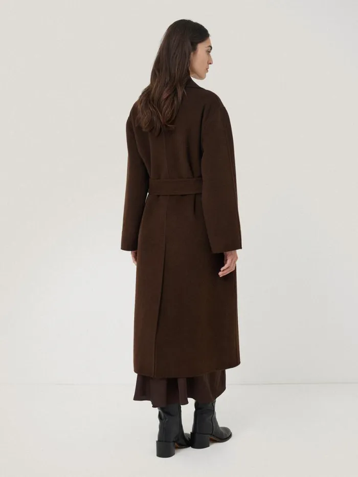 Double Faced Cocoon Wrap Coat Chocolate Women Jigsaw Coats and Jackets