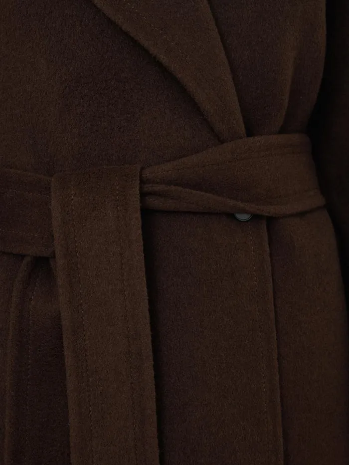 Double Faced Cocoon Wrap Coat Chocolate Women Jigsaw Coats and Jackets