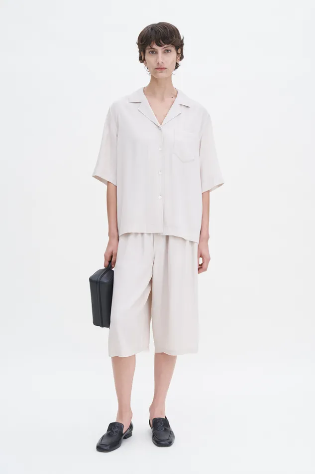 Draped Twill Shirt Ivory Women Shirts and Blouses filippak
