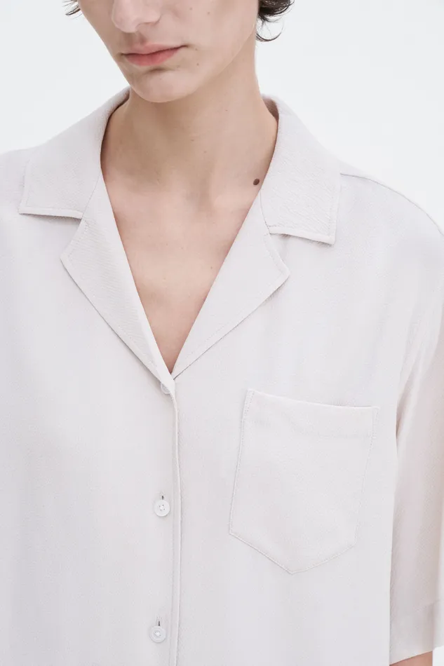 Draped Twill Shirt Ivory Women Shirts and Blouses filippak