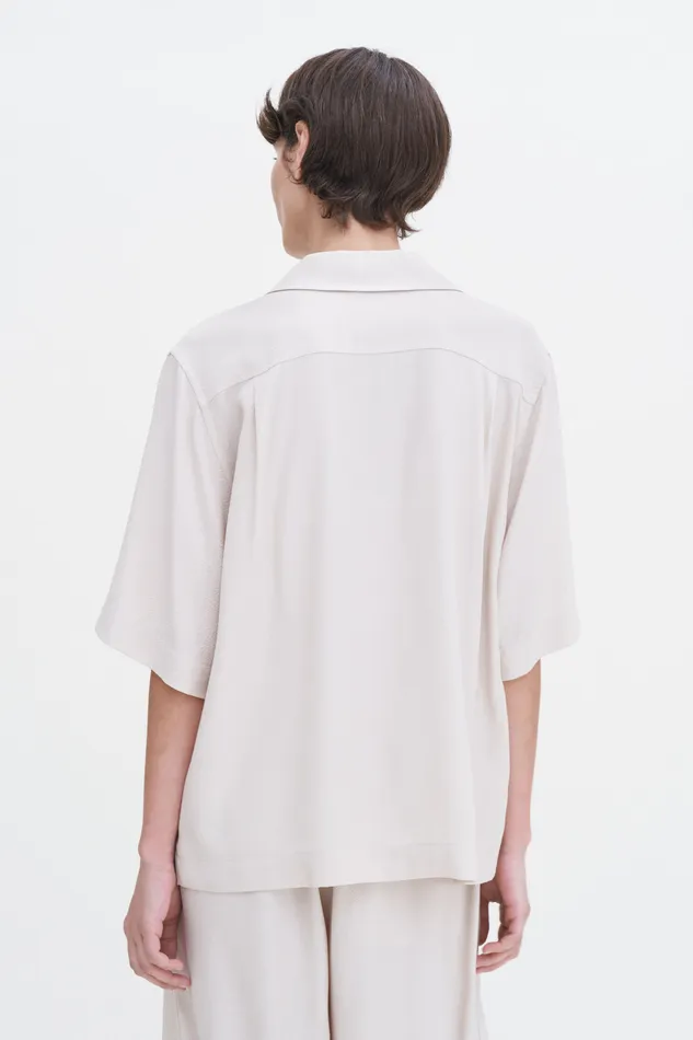 Draped Twill Shirt Ivory Women Shirts and Blouses filippak
