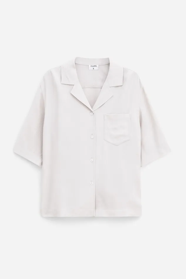 Draped Twill Shirt Ivory Women Shirts and Blouses filippak