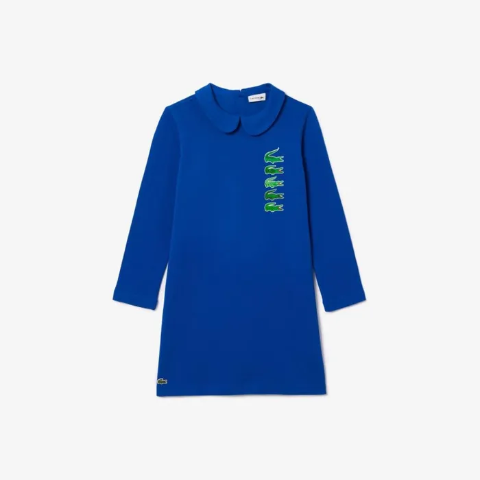 Dresses and Skirts Kids Lacoste Kids039 Back Closure Crocodile Polo Dress Gentian Blue Jq0