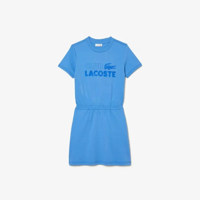 Dresses and Skirts Kids Lacoste Kids039 Organic Cotton Jersey Fit And Flare Dress Ethereal Blue L99