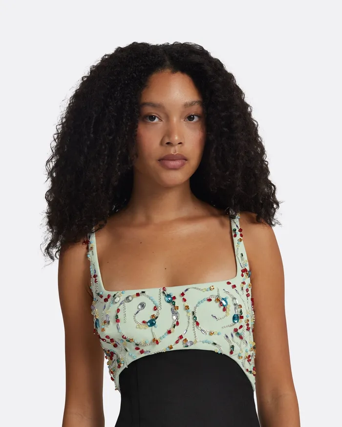 Dresses Safiyaa Women Ezda Black and Spearmint Long Dress Black and Spearmint