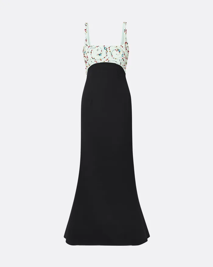 Dresses Safiyaa Women Ezda Black and Spearmint Long Dress Black and Spearmint