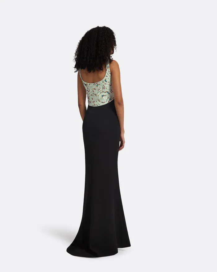 Dresses Safiyaa Women Ezda Black and Spearmint Long Dress Black and Spearmint