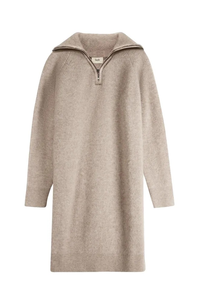 Dresses Women Hush Barnes Half Zip Knitted Dress Warm Brown