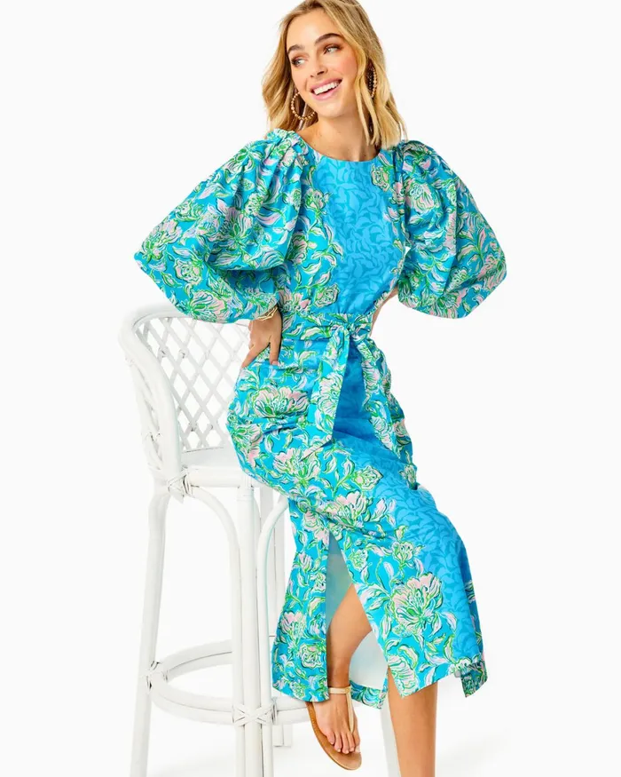 Dresses Women Lilly Pulitzer Barbara 34 Sleeve Cotton Maxi Dress Cumulus Blue Chick Magnet Engineered Woven Dress Dresses Women Lilly Pulitzer Barbara 34 Sleeve Cotton Maxi Dress Cumulus Blue Chick Magnet Engineered Woven Dress