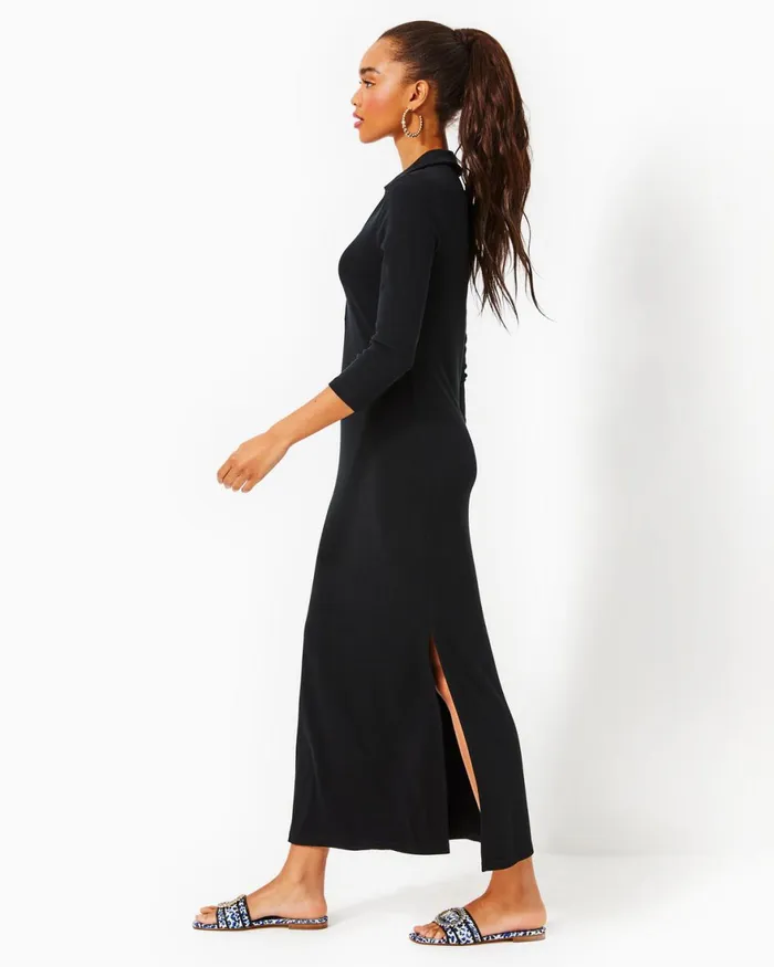 Dresses Women Lilly Pulitzer Deacon 34 Sleeve VNeck Cotton Maxi Dress Aegean Navy Beach Path Dresses Women Lilly Pulitzer Deacon 34 Sleeve VNeck Cotton Maxi Dress Aegean Navy Beach Path