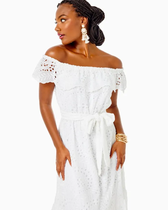 Dresses Women Lilly Pulitzer Geri OffTheShoulder Midi Dress Resort White Swirly Fern Scalloped Eyelet Dresses Women Lilly Pulitzer Geri OffTheShoulder Midi Dress Resort White Swirly Fern Scalloped Eyelet