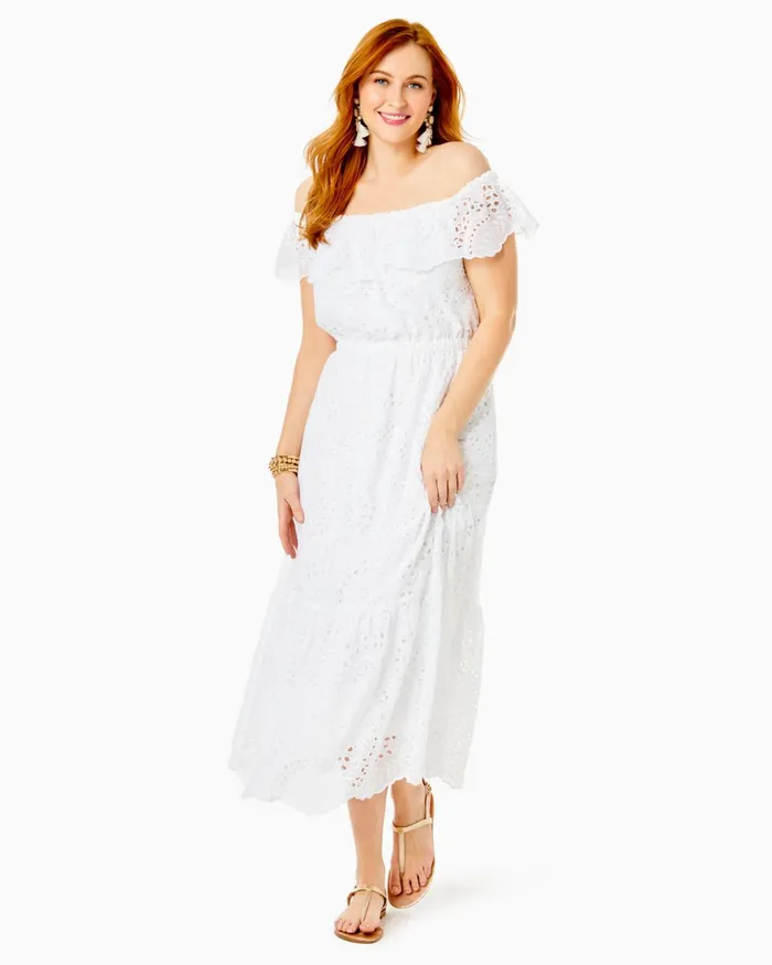 Dresses Women Lilly Pulitzer Geri OffTheShoulder Midi Dress Resort White Swirly Fern Scalloped Eyelet Dresses Women Lilly Pulitzer Geri OffTheShoulder Midi Dress Resort White Swirly Fern Scalloped Eyelet