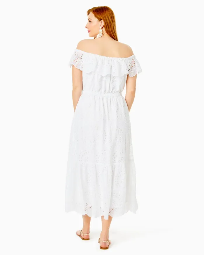 Dresses Women Lilly Pulitzer Geri OffTheShoulder Midi Dress Resort White Swirly Fern Scalloped Eyelet Dresses Women Lilly Pulitzer Geri OffTheShoulder Midi Dress Resort White Swirly Fern Scalloped Eyelet