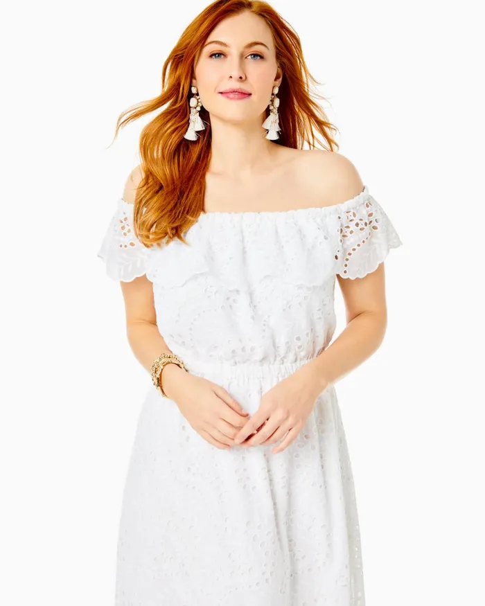 Dresses Women Lilly Pulitzer Geri OffTheShoulder Midi Dress Resort White Swirly Fern Scalloped Eyelet Dresses Women Lilly Pulitzer Geri OffTheShoulder Midi Dress Resort White Swirly Fern Scalloped Eyelet
