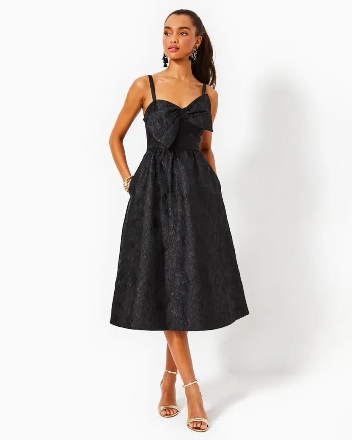 Dresses Women Lilly Pulitzer Kasslyn Dress Low Tide Navy Gold Puff Floral Brocade Dresses Women Lilly Pulitzer Kasslyn Dress Low Tide Navy Gold Puff Floral Brocade