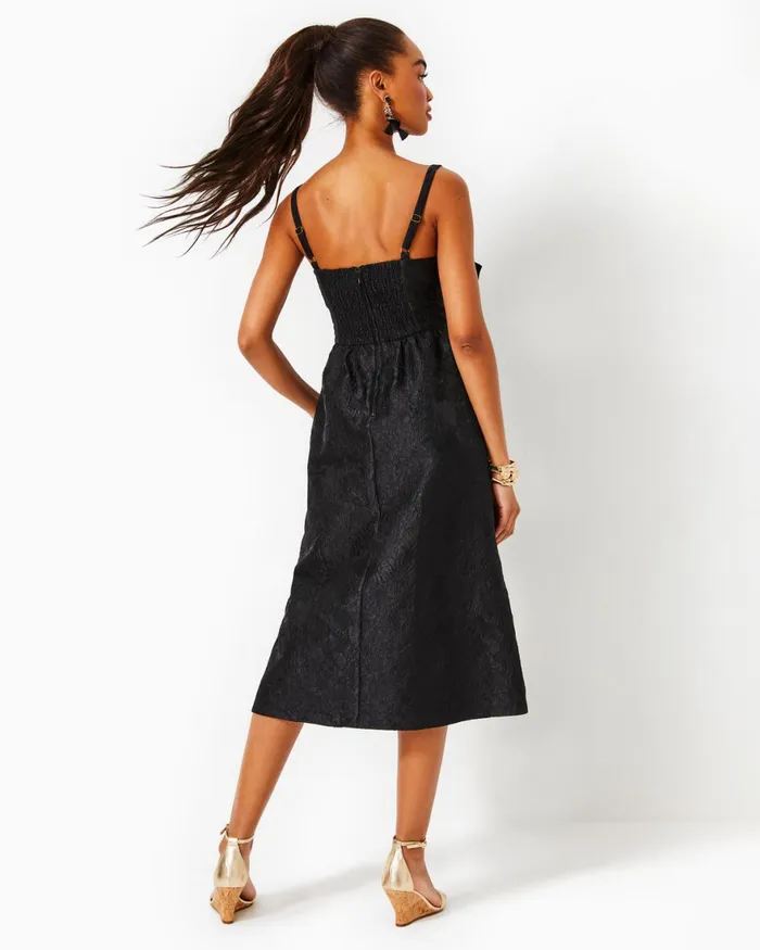 Dresses Women Lilly Pulitzer Kasslyn Dress Low Tide Navy Gold Puff Floral Brocade Dresses Women Lilly Pulitzer Kasslyn Dress Low Tide Navy Gold Puff Floral Brocade