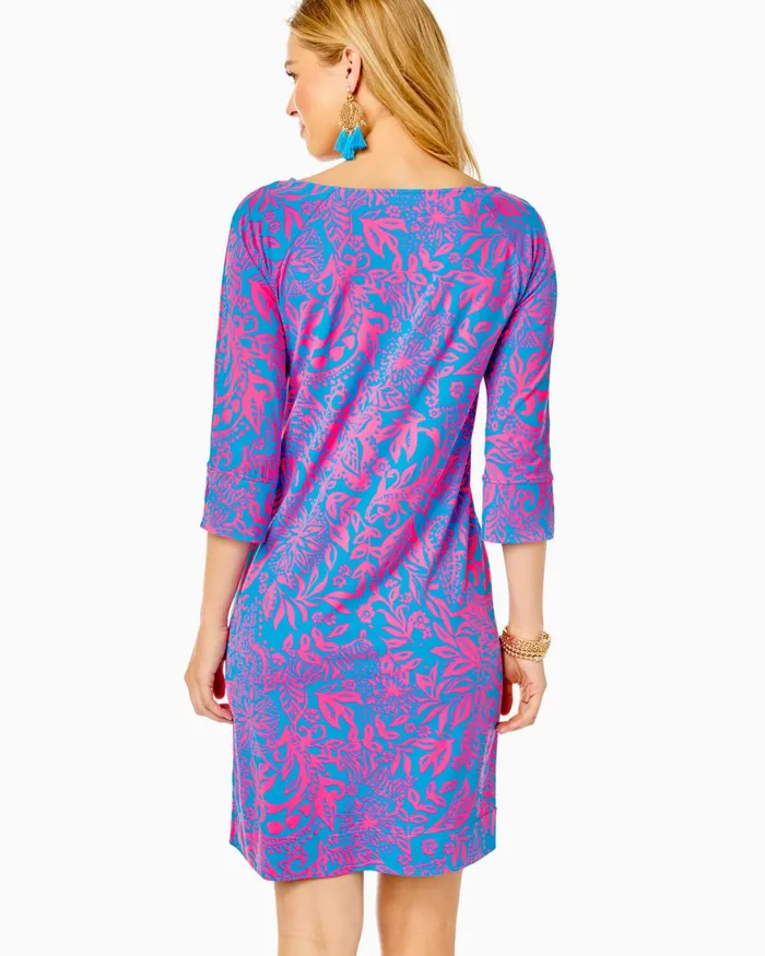 Dresses Women Lilly Pulitzer UPF 50 ChillyLilly Braedyn Dress Aura Pink Leaf An Impression