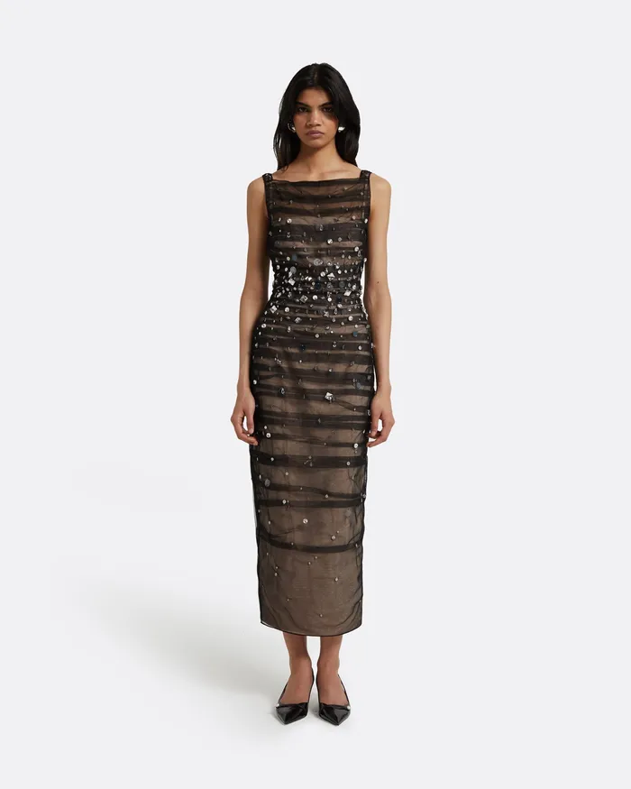 Dresses Women Safiyaa Ceren Black Midi Dress Black