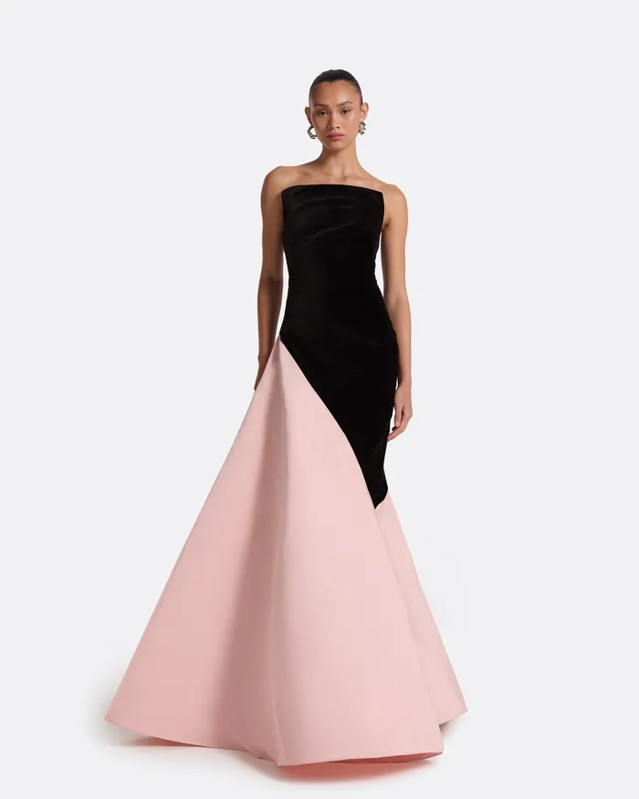 Dresses Women Safiyaa Pia Black and Peony Blush Long Dress Black and Peony Blush
