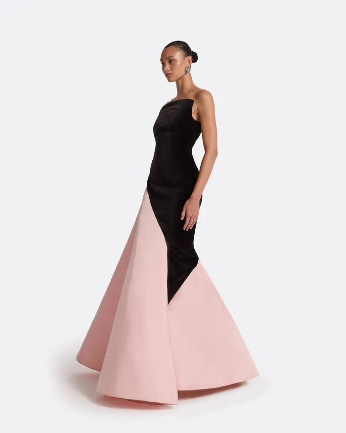 Dresses Women Safiyaa Pia Black and Peony Blush Long Dress Black and Peony Blush