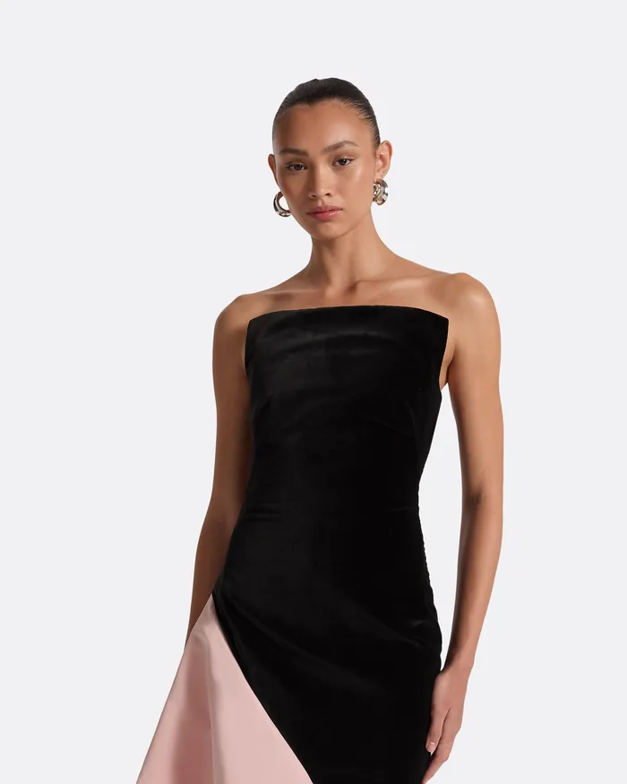 Dresses Women Safiyaa Pia Black and Peony Blush Long Dress Black and Peony Blush
