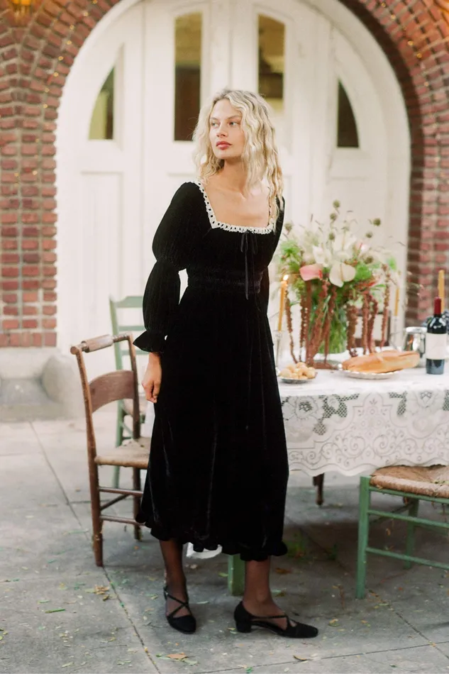 Dresses Women The Adelia Dress Noir Velvet Christy Dawn Dresses Women The Adelia Dress Noir Velvet Christy Dawn