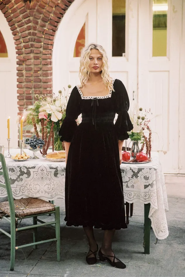 Dresses Women The Adelia Dress Noir Velvet Christy Dawn Dresses Women The Adelia Dress Noir Velvet Christy Dawn