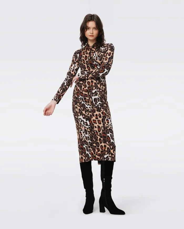DVF Dresses Women Barlow Dress Tiny Jungle Cat