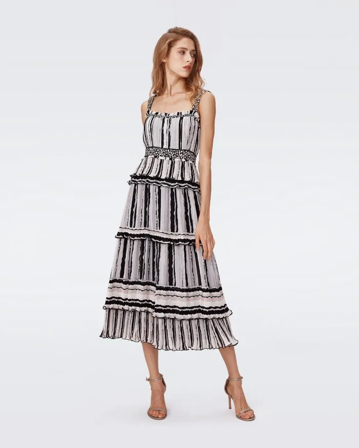 DVF Dresses Women Cato Dress Torn Flag Black