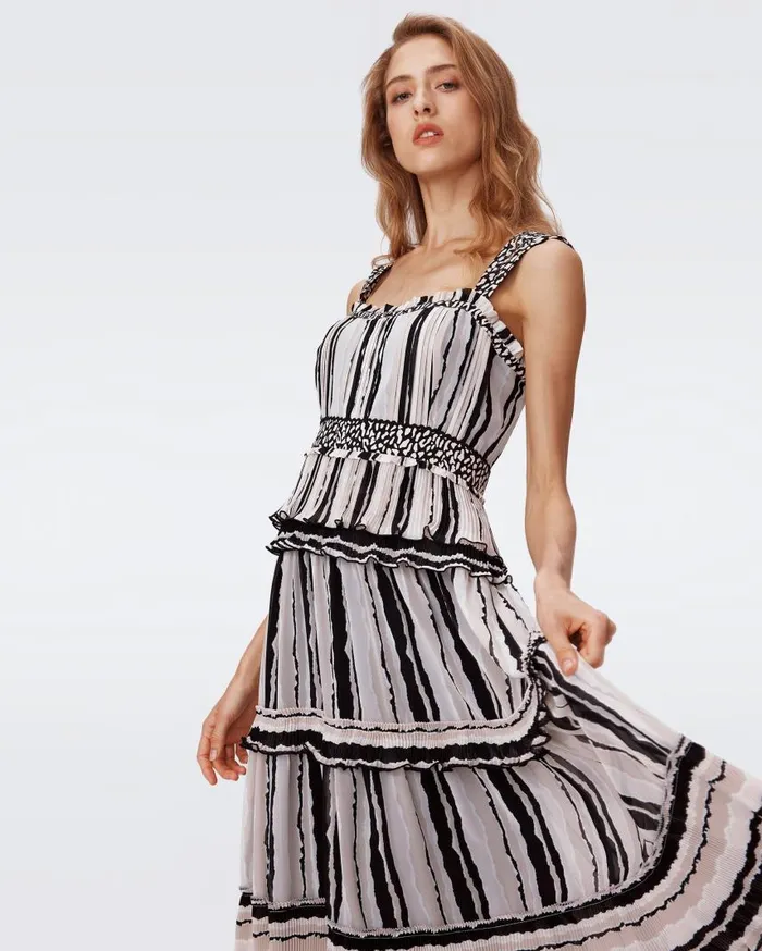 DVF Dresses Women Cato Dress Torn Flag Black