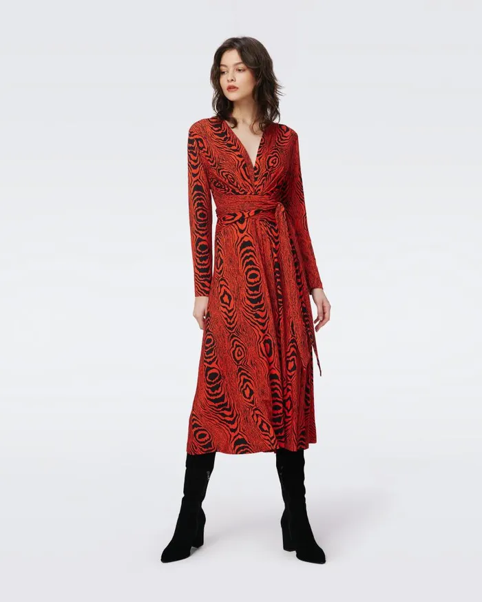 DVF Dresses Women Dorothee Dress Wood Grain Red