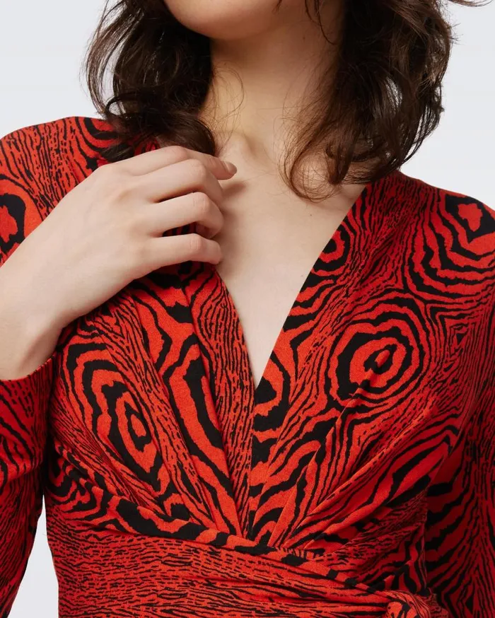 DVF Dresses Women Dorothee Dress Wood Grain Red