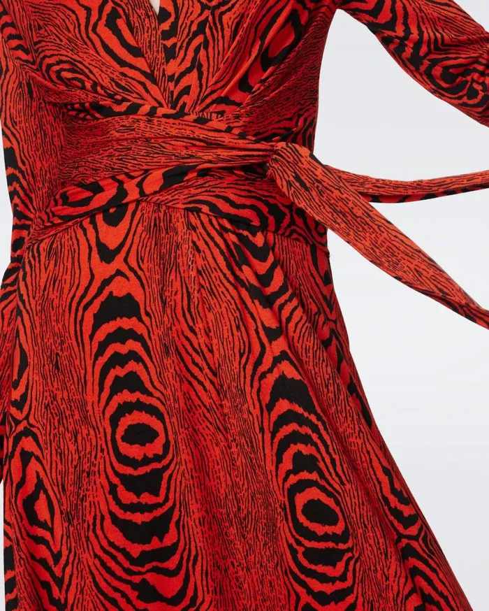 DVF Dresses Women Dorothee Dress Wood Grain Red