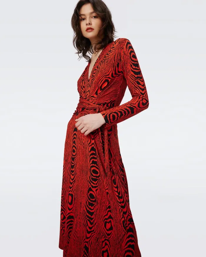 DVF Dresses Women Dorothee Dress Wood Grain Red