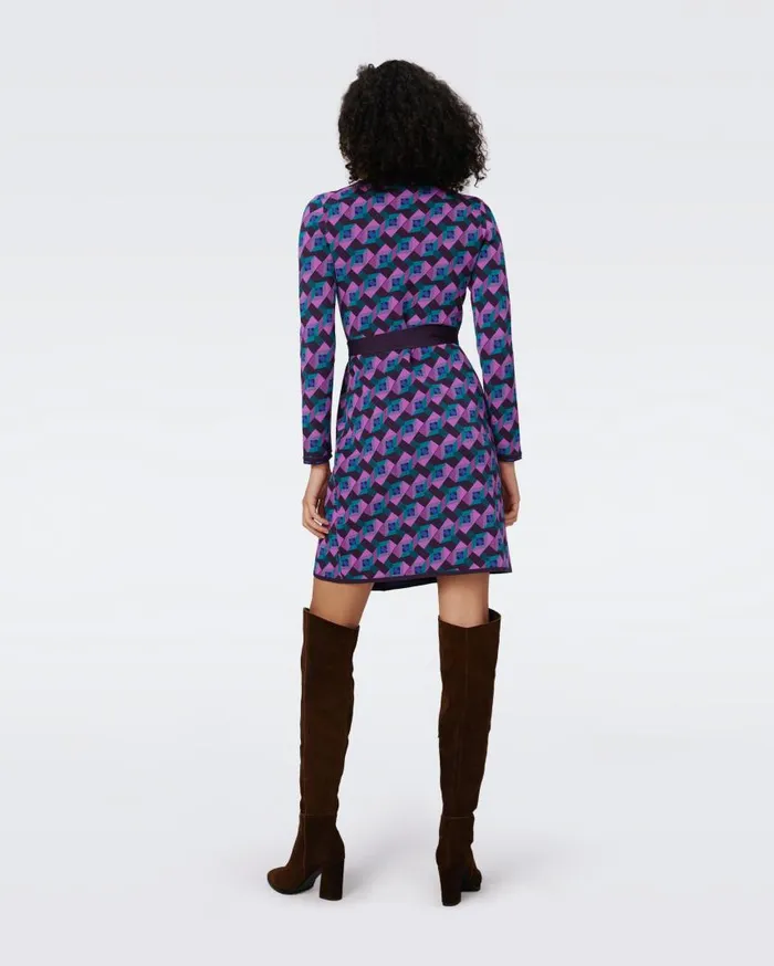 DVF Dresses Women Edwina Knit Jacquard Wrap Dress Stage Boss Pink