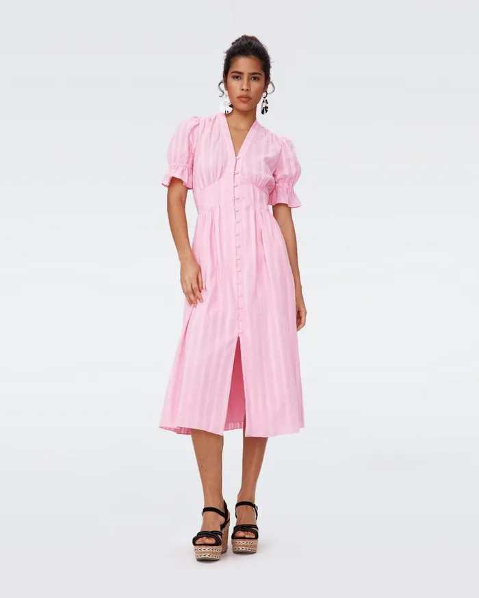 DVF Dresses Women Erica Cotton Midi Dress Rose Pink