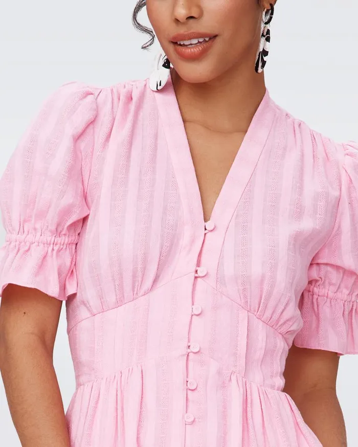 DVF Dresses Women Erica Cotton Midi Dress Rose Pink
