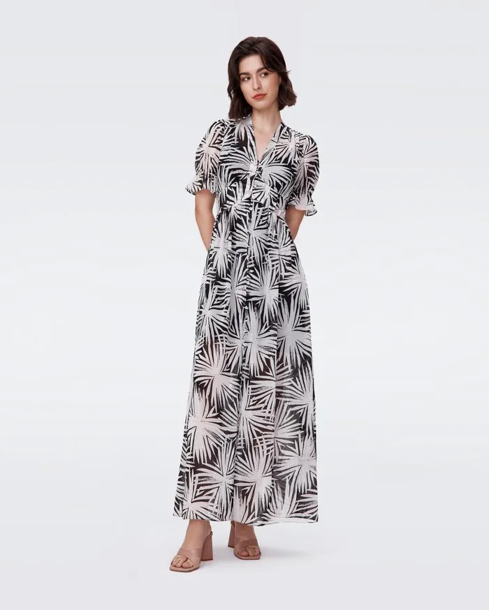 DVF Dresses Women Erica Maxi Dress Huge Sea Holly Black