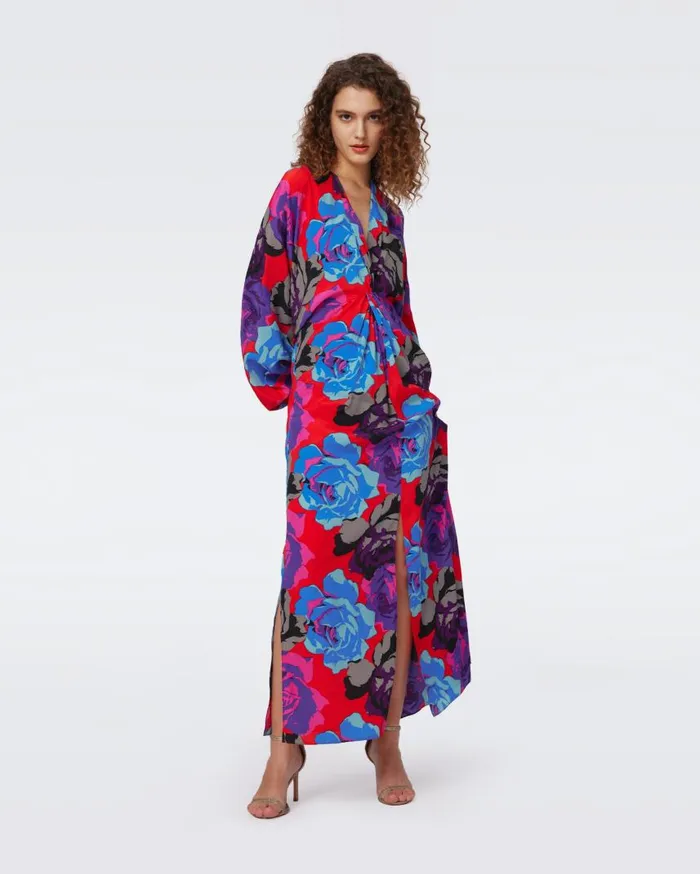 DVF Dresses Women Kason Dress Redemption Rose Blue Red